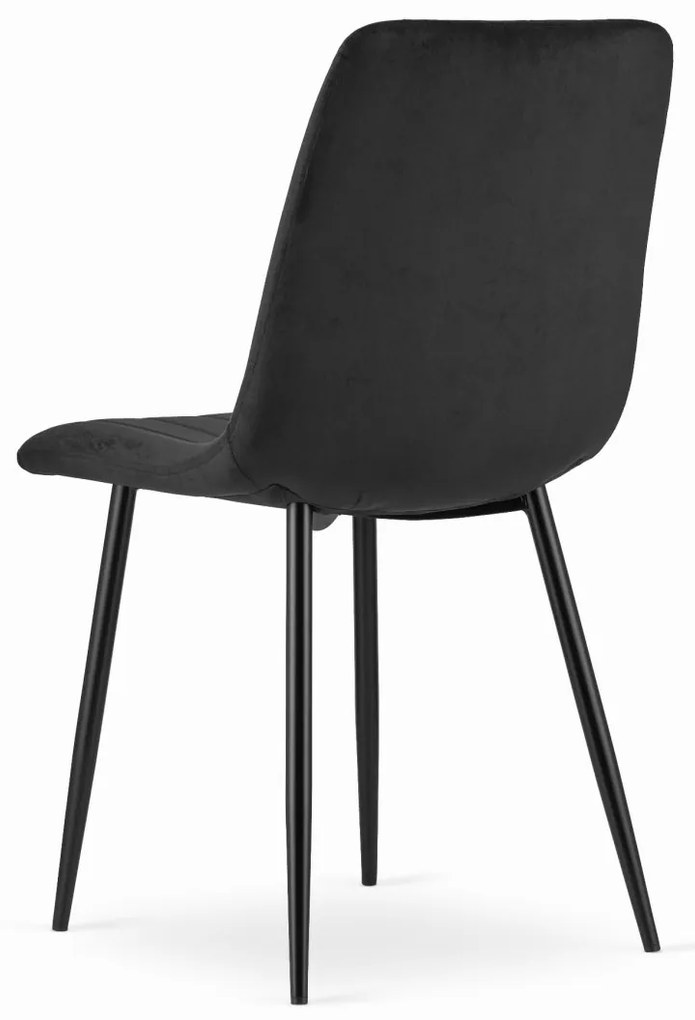 Scaun din catifea neagra LAVA cu picioare negre