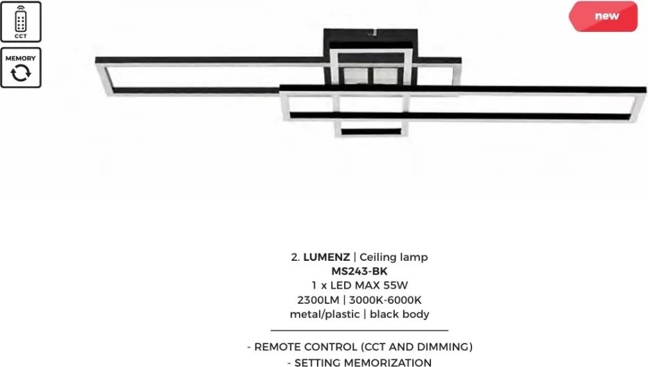 Plafoniera LED CCT si telecomanda LUMENZ