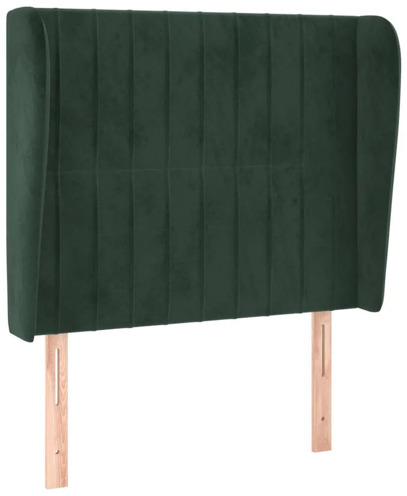 Tablie pat cu aripioare verde inchis 93x23x118 128 cm catifea 1, Verde inchis, 93 x 23 x 118 128 cm