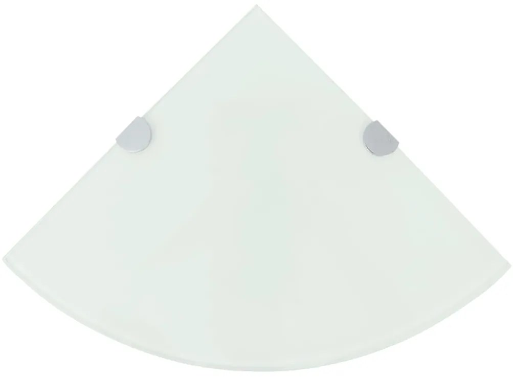 vidaXL Raft de colț cu suporți de crom, sticlă, 35 x 35 cm, alb