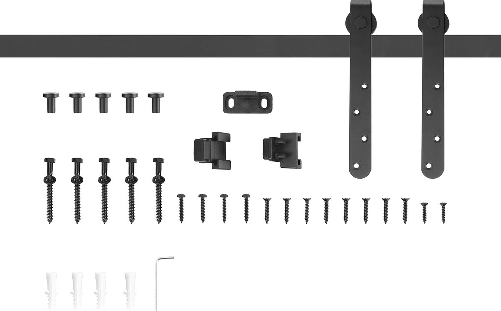 HOMCOM Kit de ușă cu glisare pentru sistem de galandaj cu ușă cu grosimea de 20-25 mm lățime maximă 0,9 m greutate maximă 20 Kg oțel negru | Aosom Romania