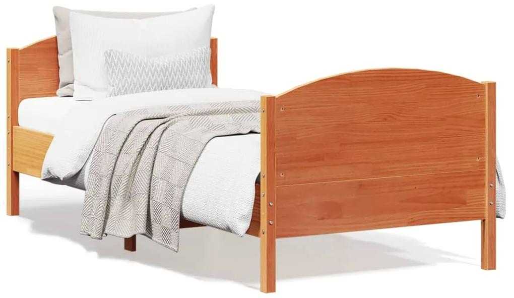 842577 vidaXL Cadru de pat cu tăblie, maro ceruit, 75x190 cm, lemn masiv pin