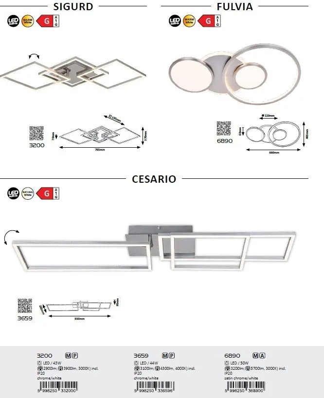 Plafoniera LED design modern Fulvia crom satin
