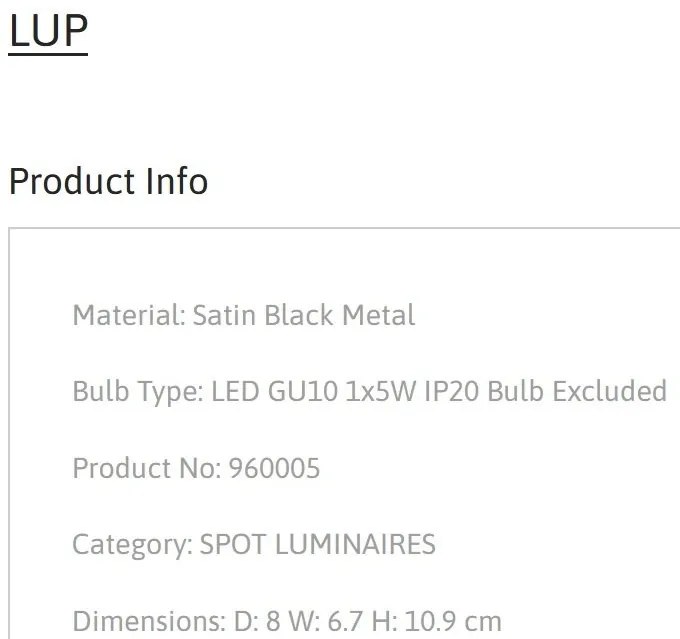 Aplica cu spot design minimalist LUP negru