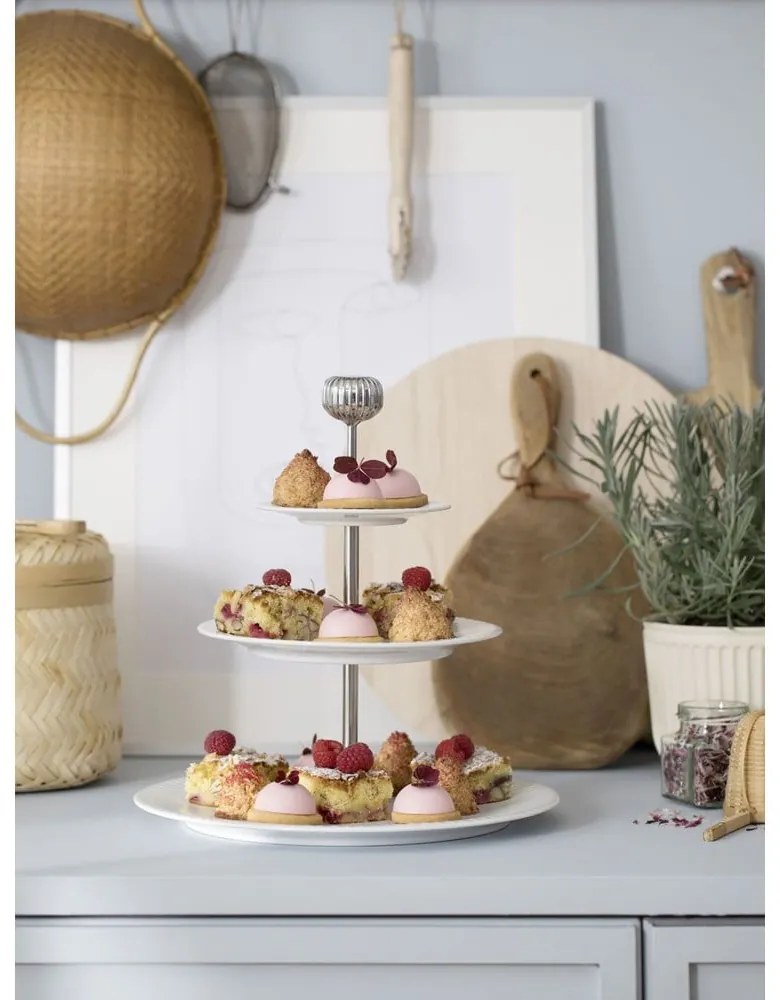 Etajeră din porțelan pe 3 nivele Kähler Design Hammershoi Etagere, ⌀ 28 cm, alb