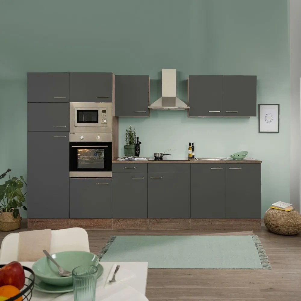 Mobilă de bucătărie Yorki 330, corp din stejar Yorki, cu față antracit satinat