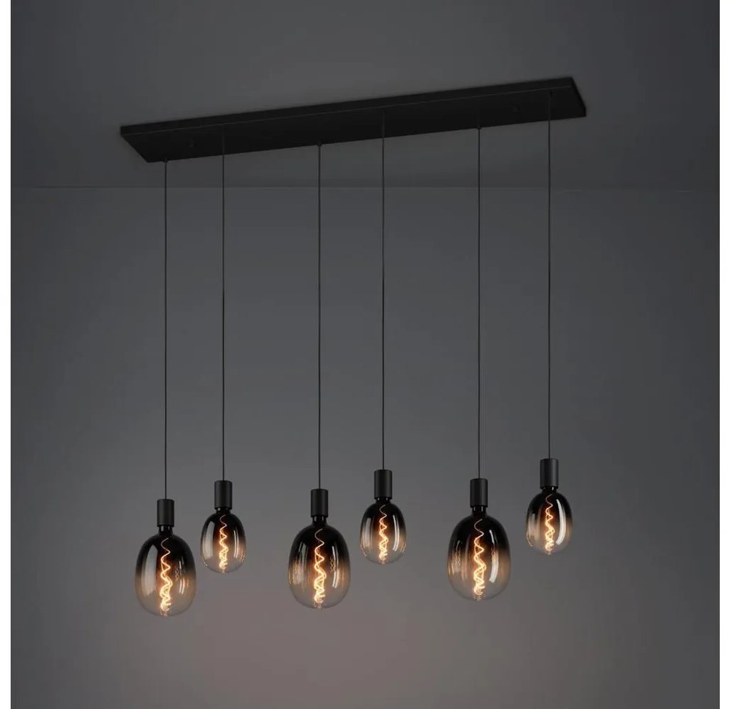 Lustră pe cablu Eglo 390268 HUEBRO 6xE27/40W/230V negru