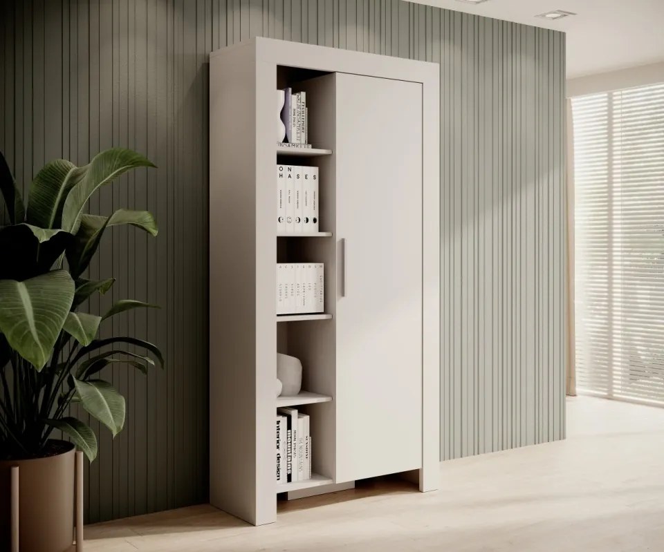 Biblioteca 100x201x42 cm, Cesiro, ADRK Furniture (Culoare: Alb / Alb)