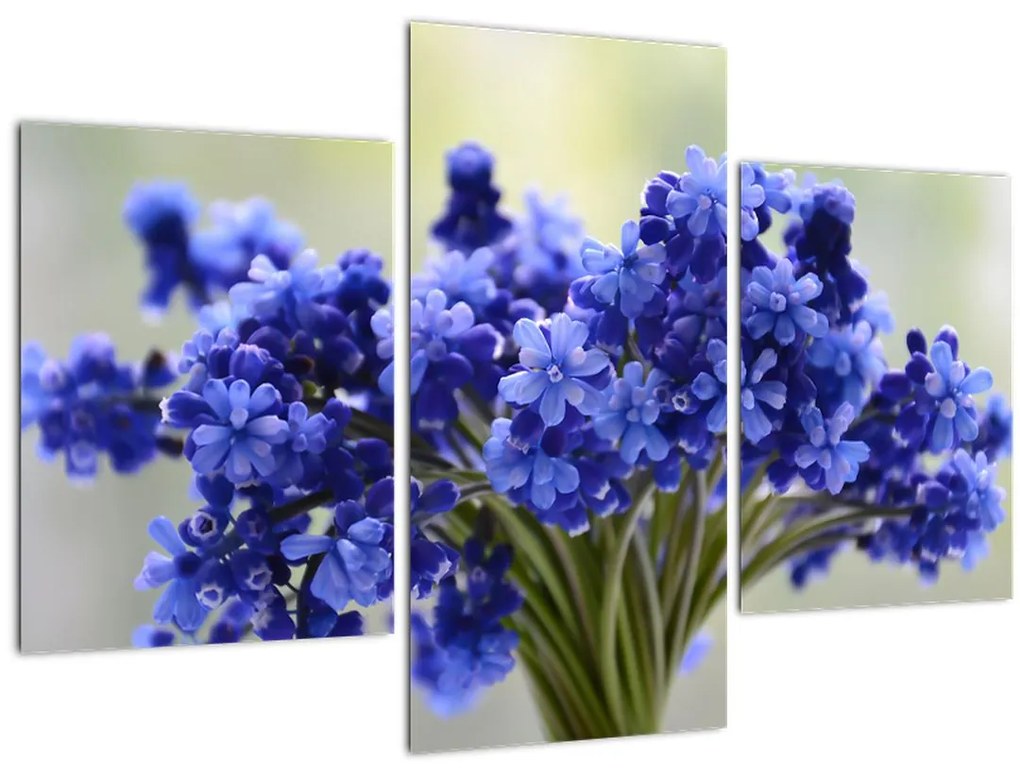 Tablou buchet cu flori albastre (90x60 cm)