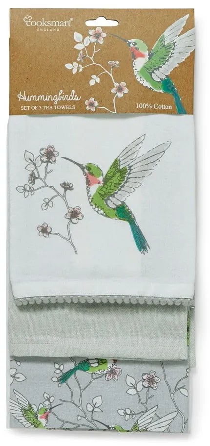 Prosoape de bucătărie din bumbac 3 buc. 45x65 cm Hummingbirds – Cooksmart ®