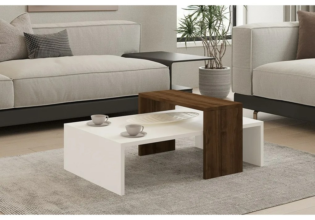 Măsuță de cafea Glow White and Walnut