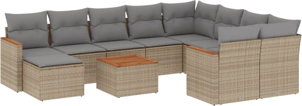 vidaXL Set canapele de grădină cu perne, 11 piese, bej, poliratan