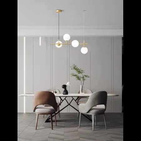 Lustra LED cu 4 Glob Alb Mat Becuri Elit'S