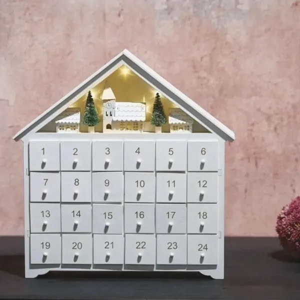 Calendar LED de Advent 8xLED/2xAA alb