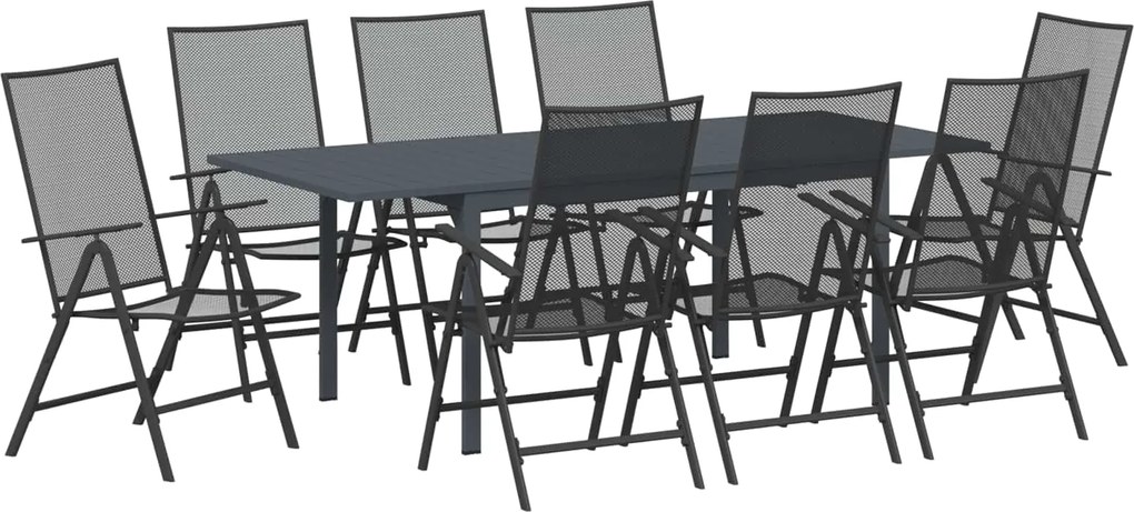 vidaXL Set de masă pentru grădină 9 pcs Antracit Oțel