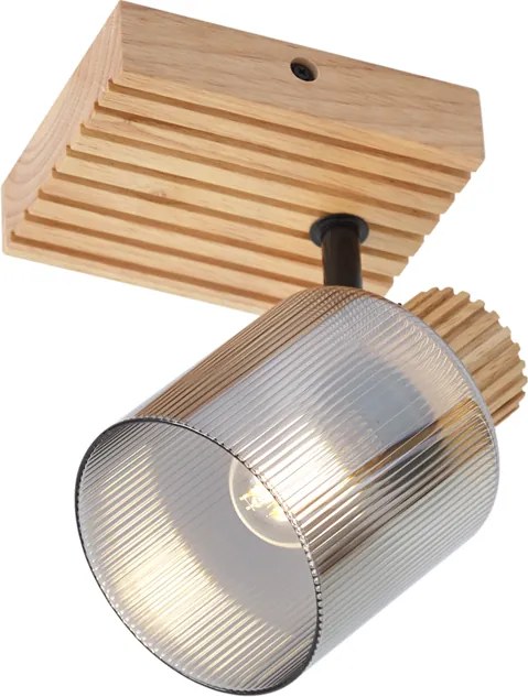 Spot inteligent din lemn cu sticlă fumurie, rotativ și înclinabil, inclusiv Wifi G45 - Gracy