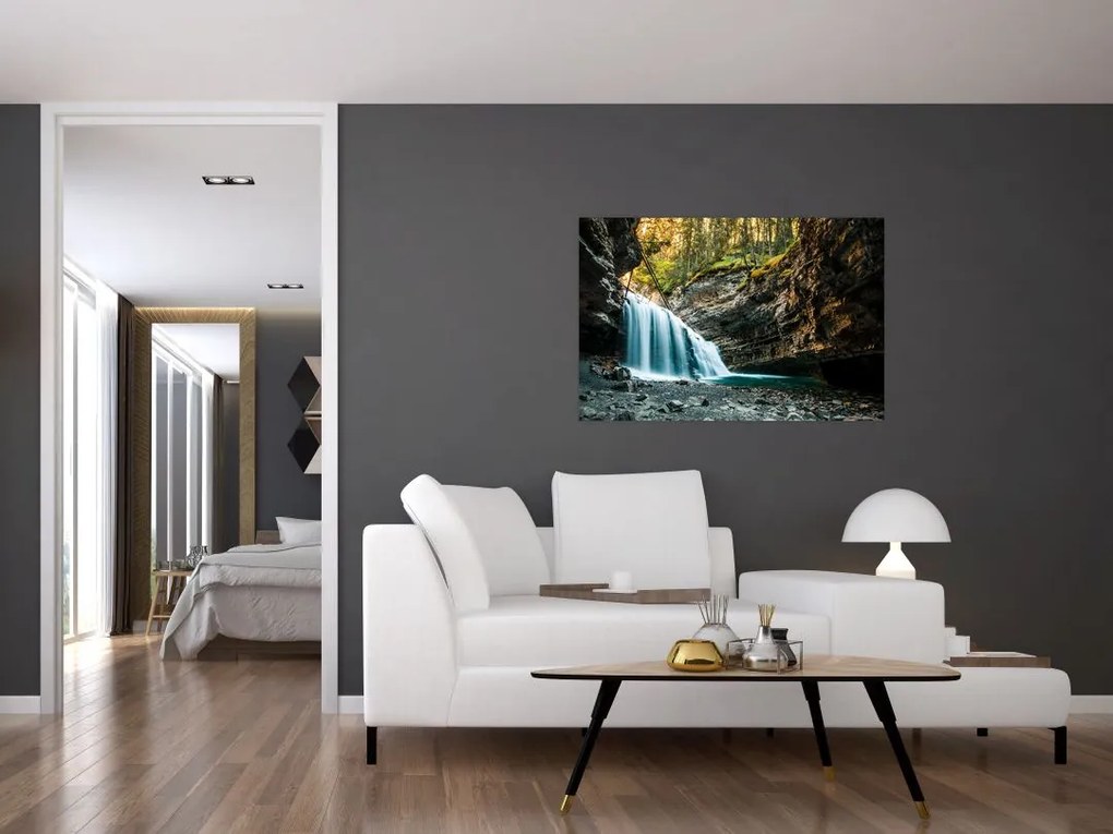 Tablou cu cascada de pădure (90x60 cm)