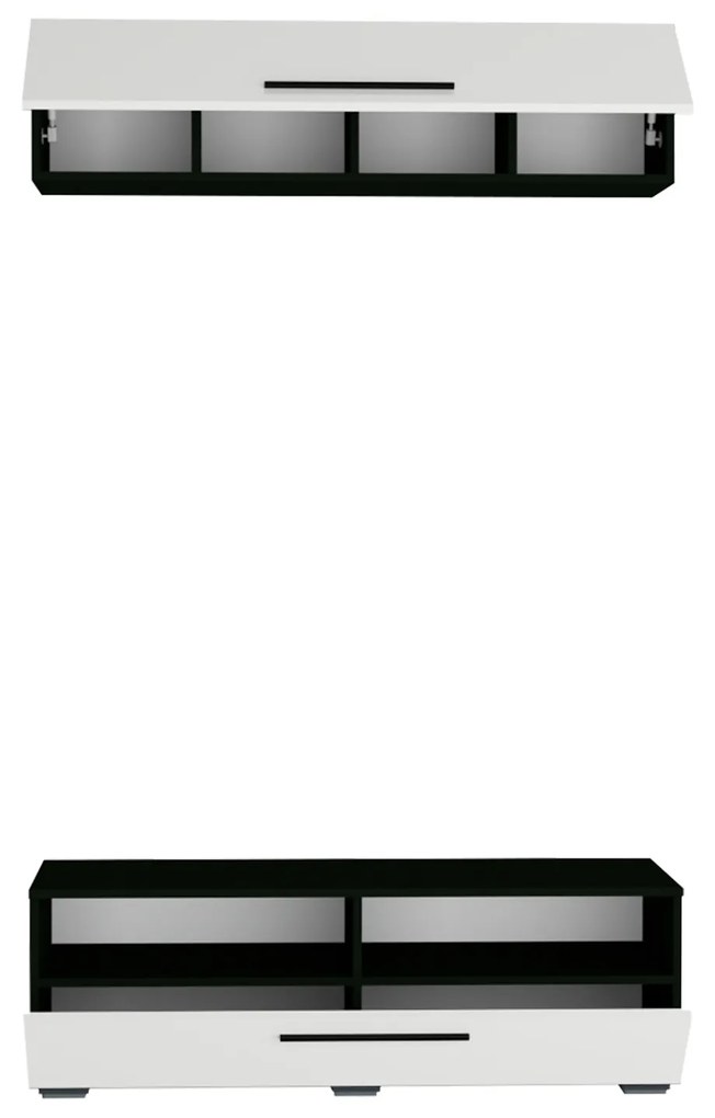 Living haaus Haga V11, Alb Lucios/Negru, MDF, L 120 cm