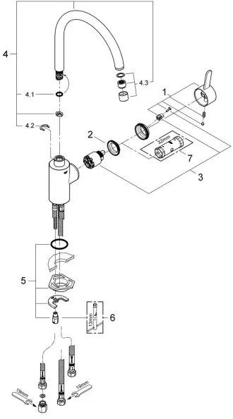 Baterie chiuvetă GROHE EUROSMART COSMOPOLITAN 31180000, crom lucios