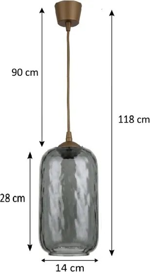 Brilagi - Pendul LED pe cablu R GLASS 1xE27/60W/230V Ø 14 cm maro/gri fumuriu