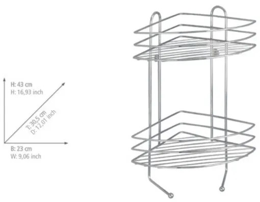 WENKO 15498100 - Etajeră EXCLUSIVE de colț, 23 x 30,5 cm, crom lucios