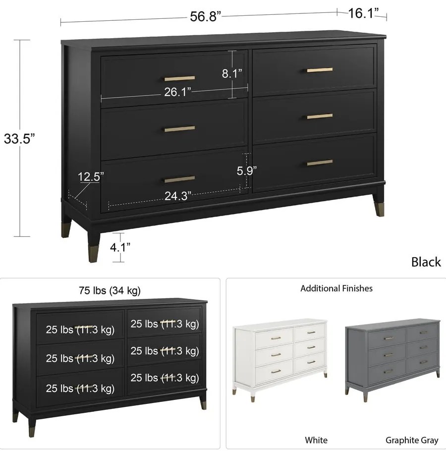 Comodă CosmoLiving by Cosmopolitan Westerleigh, 144 x 85 cm, roz