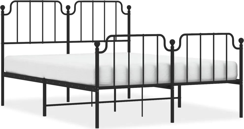 vidaXL Cadru pat metalic cu tăblie de cap/picioare , negru, 140x190 cm