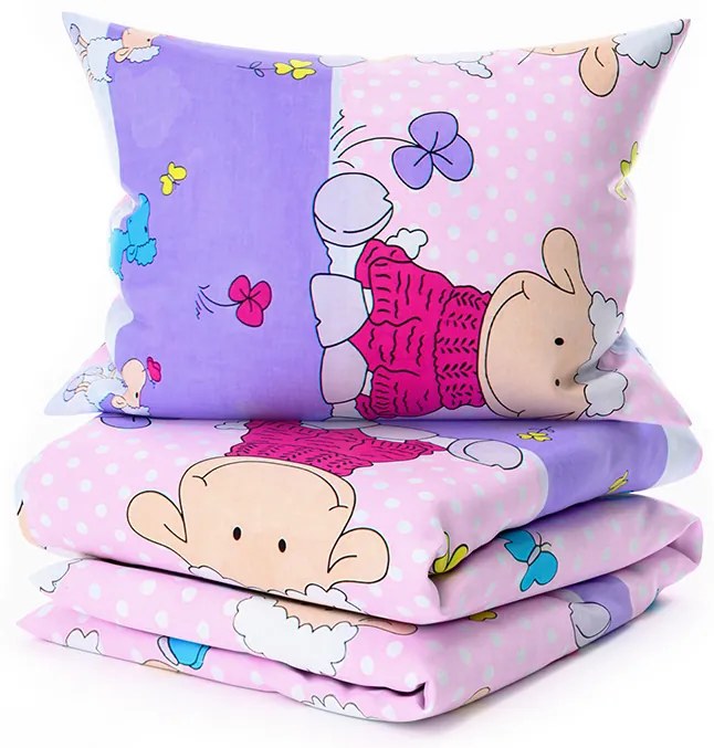 Lenjerie de pat din bumbac pentru patut OVECELE roz Dimensiune lenjerie de pat: 45 x 65 cm | 90 x 135 cm