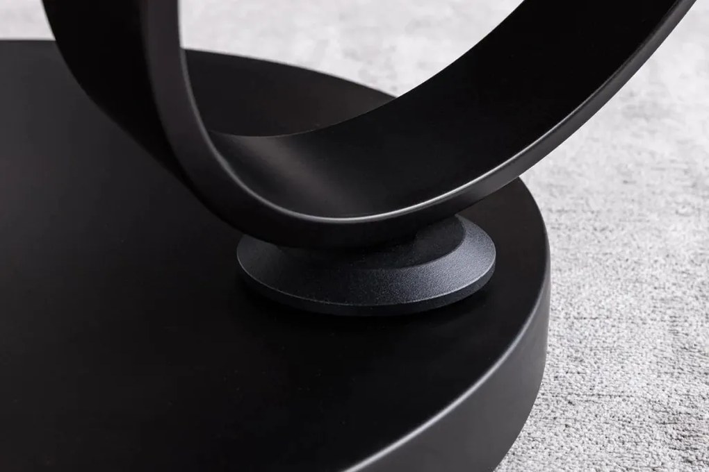 Masuta de cafea moderna cu doua blaturi rotative din ceramica DANCING RINGS 80-135cm