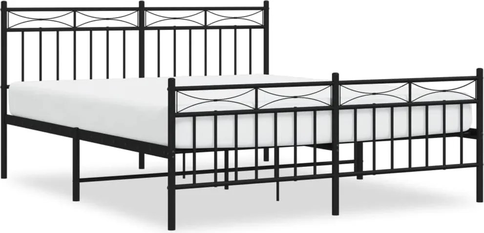 vidaXL Cadru pat fără saltea, cu tăblie picioare negru 160x200cm metal