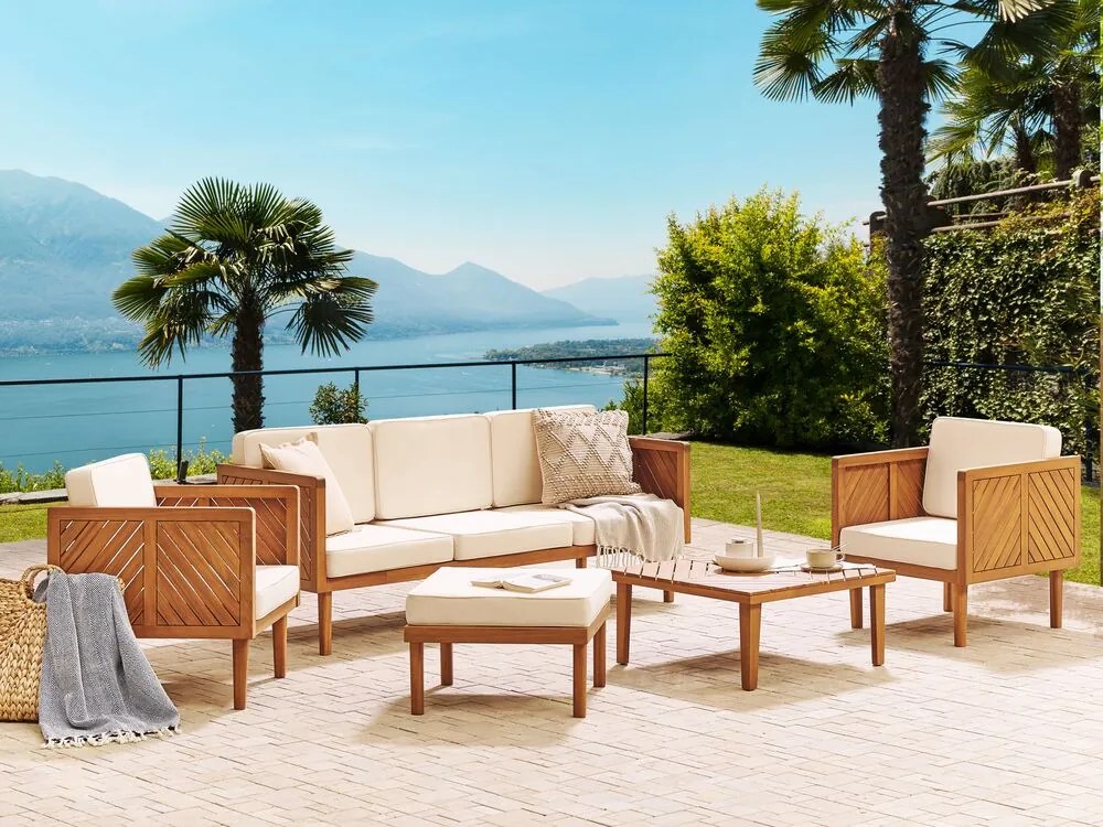 Set mobilier de grădină Blas (lemn deschis de salcâm + crem). 1077937