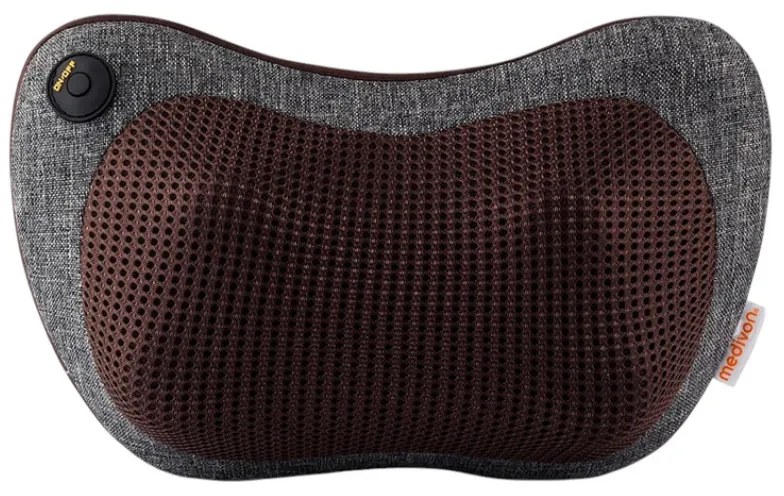 Perna pentru masaj calatorie Medivon, Shiatsu, 2 viteze, 8 capete, Incalzire, Relaxarea pielii si a mușchilor, 2 directii, Gri/Maro