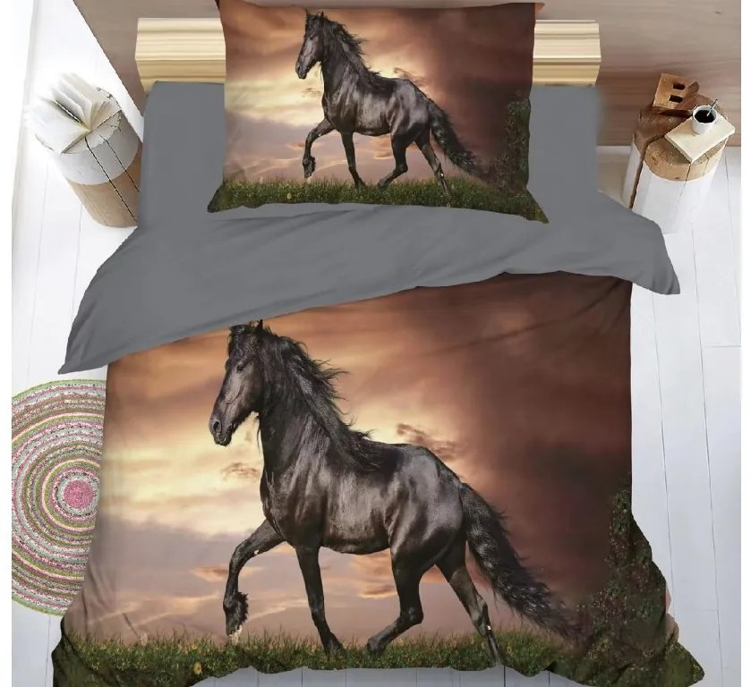 Lenjerie de pat din microfibra 3D HORSE maro Dimensiune lenjerie de pat: 70 x 90 cm | 140 x 200 cm