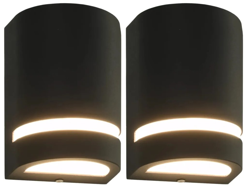 vidaXL Lămpi de perete pentru exterior 2 buc. negru 35 W semirotund