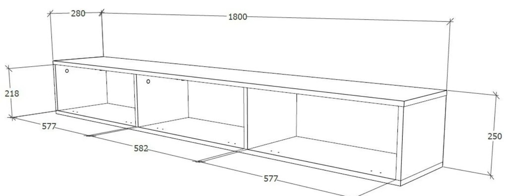 Comoda TV Elba, Negru, 180 x 30 x 25 cm