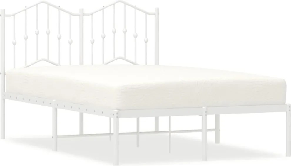 vidaXL Cadru de pat metalic cu tăblie, alb, 120x200 cm