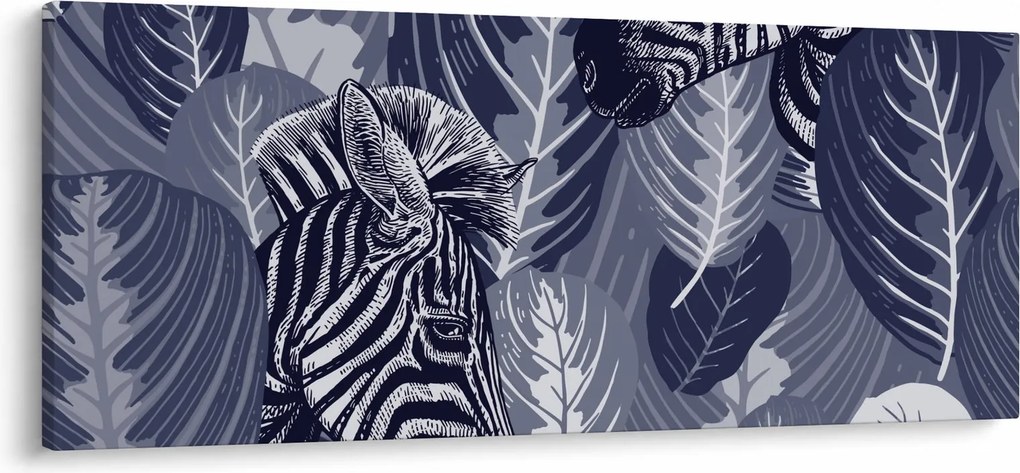 Tablou - Zebre albastre (120x50 cm)