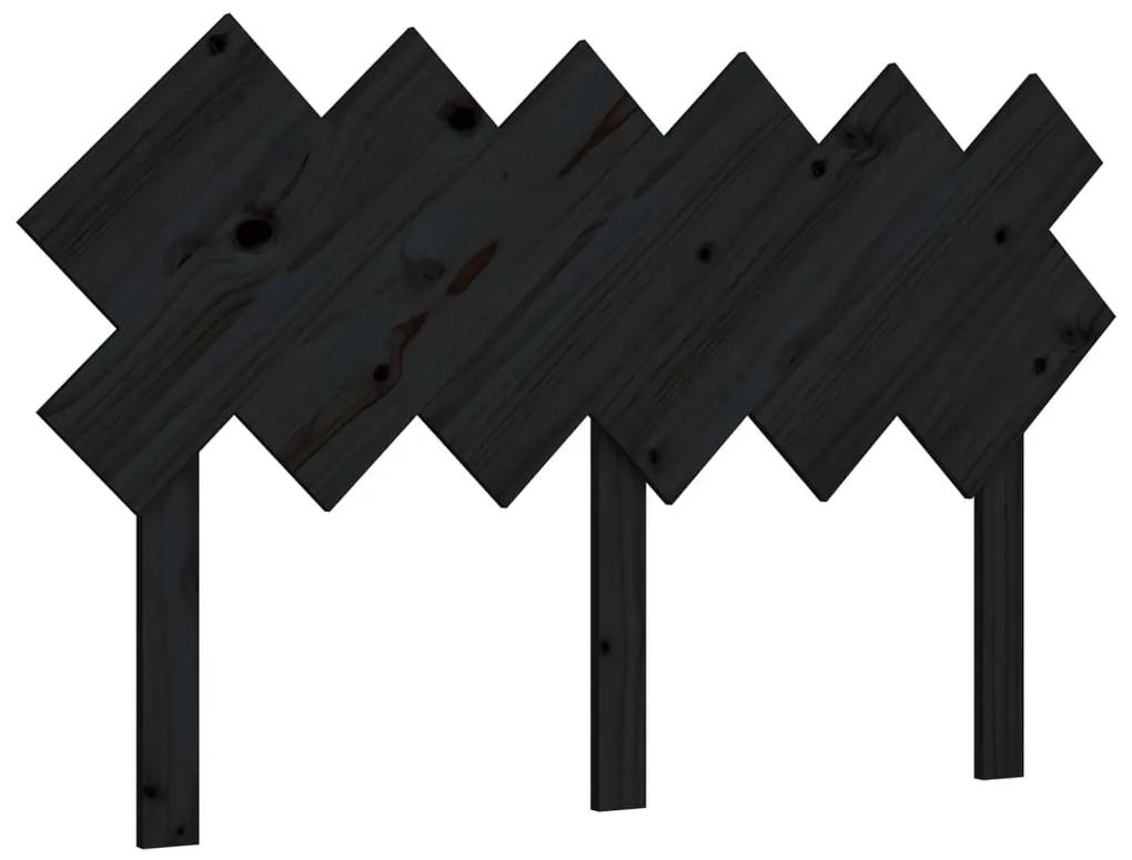 819219 vidaXL Tăblie de pat, negru, 132x3x81 cm, lemn masiv de pin