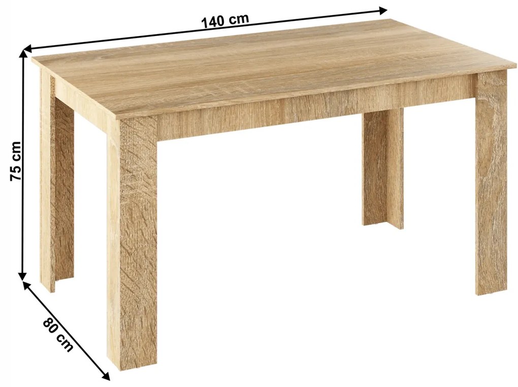 Masă de sufragerie GENERAL NEW, stejar sonoma