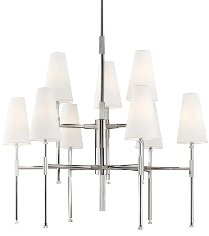 Candelabru LUX design clasic BOWERY nichel lustruit, cu 9 surse de lumina