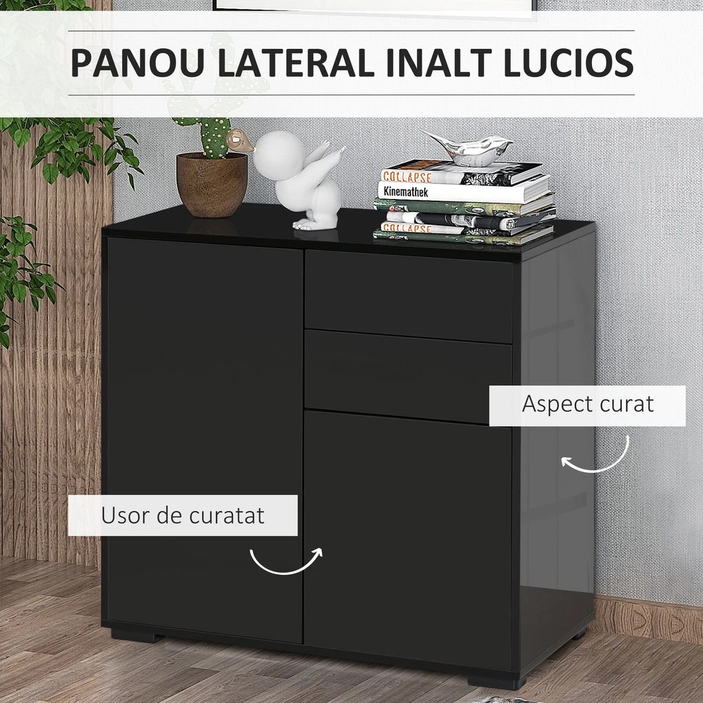 HOMCOM Mobilier multiuz cu 2 sertare si 2 dulapuri, deschidere cu presiune, 79x36x74cm | Aosom Romania