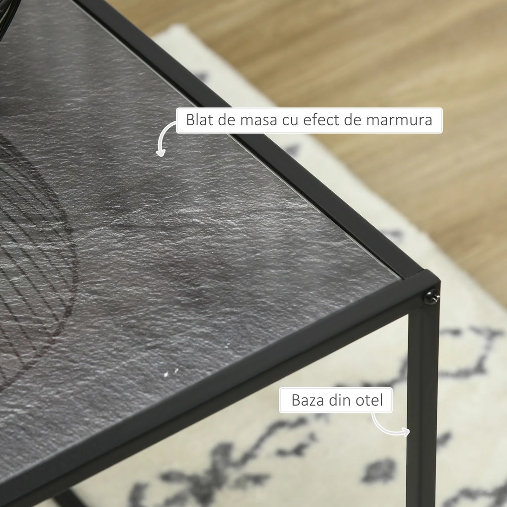 HOMCOM Set de 3 Măsuțe Suprapuse Negre, Mese Laterale Stivuibile pentru Canapea, Design Modern și Versatil | Aosom Romania