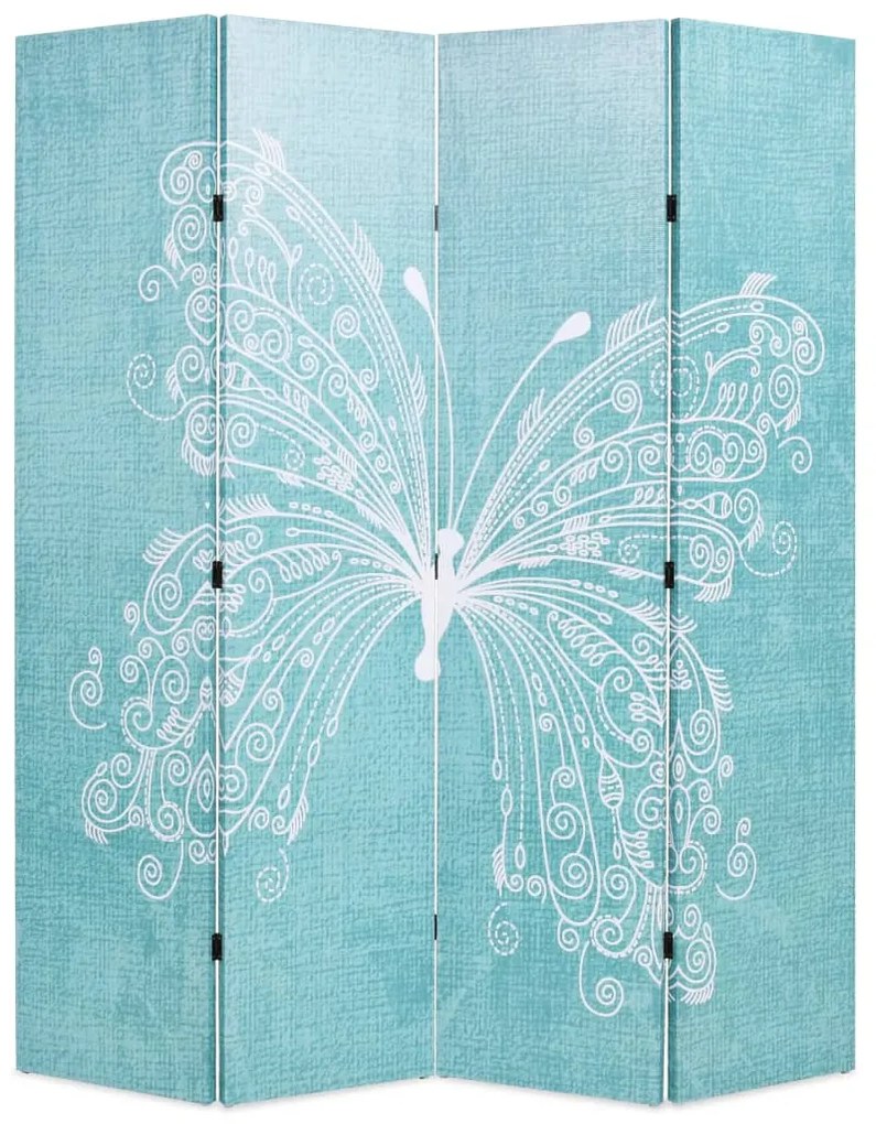 245886 vidaXL Paravan cameră pliabil, albastru, 160 x 170 cm, fluture