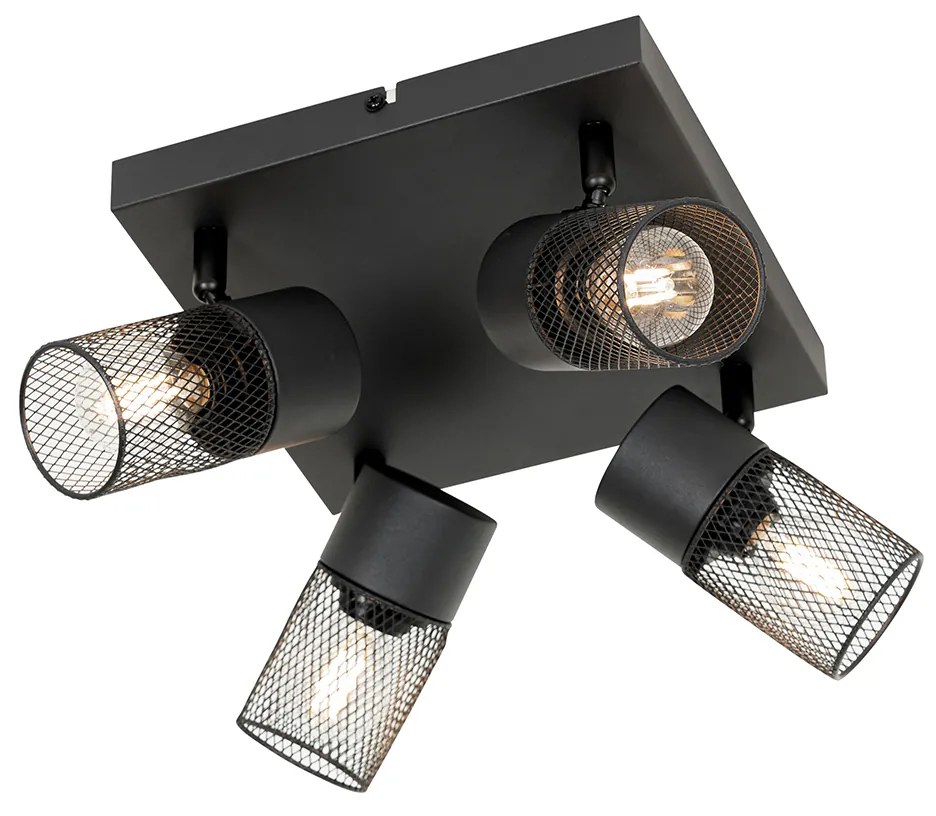 Plafoniera industriala neagra cu 4 lumini reglabile - Jim