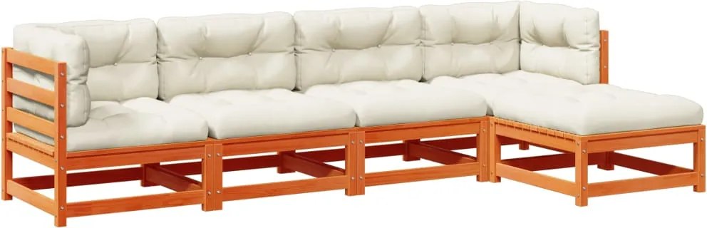 vidaXL Set mobilier de grădină cu perne, 5 piese, lemn masiv de pin