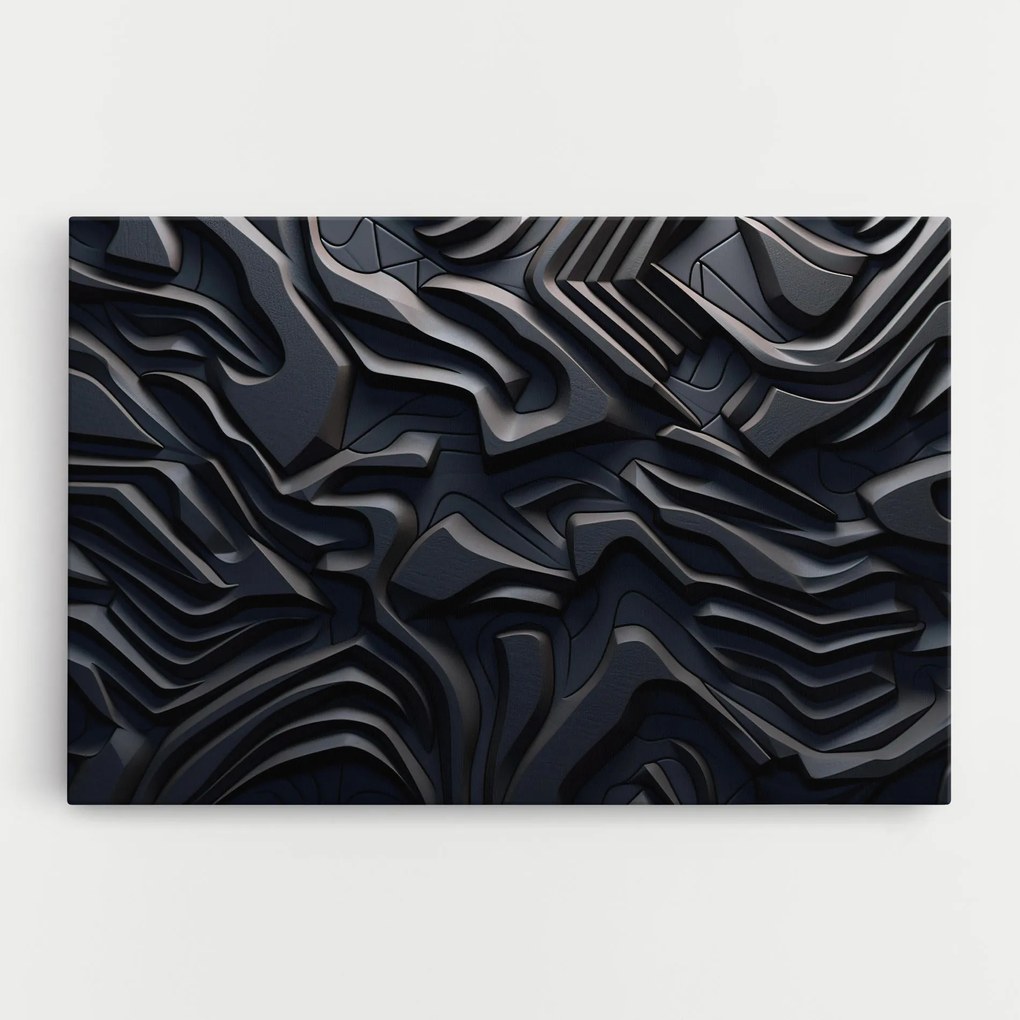 Tablou Canvas, 70x100cm, Dormitor si Living, Abstracte, Iluzii optice, Black 3d Lines