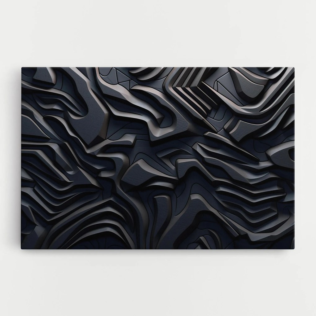 Tablou Canvas, 90x140cm, Dormitor si Living, Abstracte, Iluzii optice, Black 3d Lines