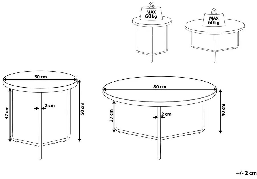 Set 2 buc măsuțe cafea Mintaka (gri) . 1075998