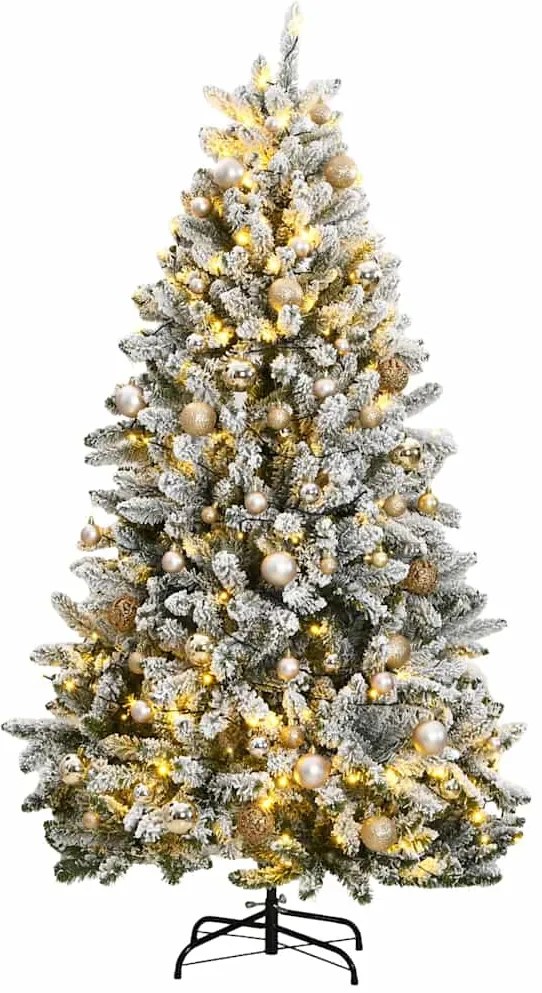 vidaXL Brad Crăciun artificial articulat cu 300 LED-uri/globuri 180 cm