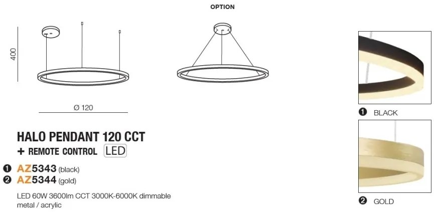 Lustra LED XXL cu telecomanda design modern circular HALO 120 CCT GO